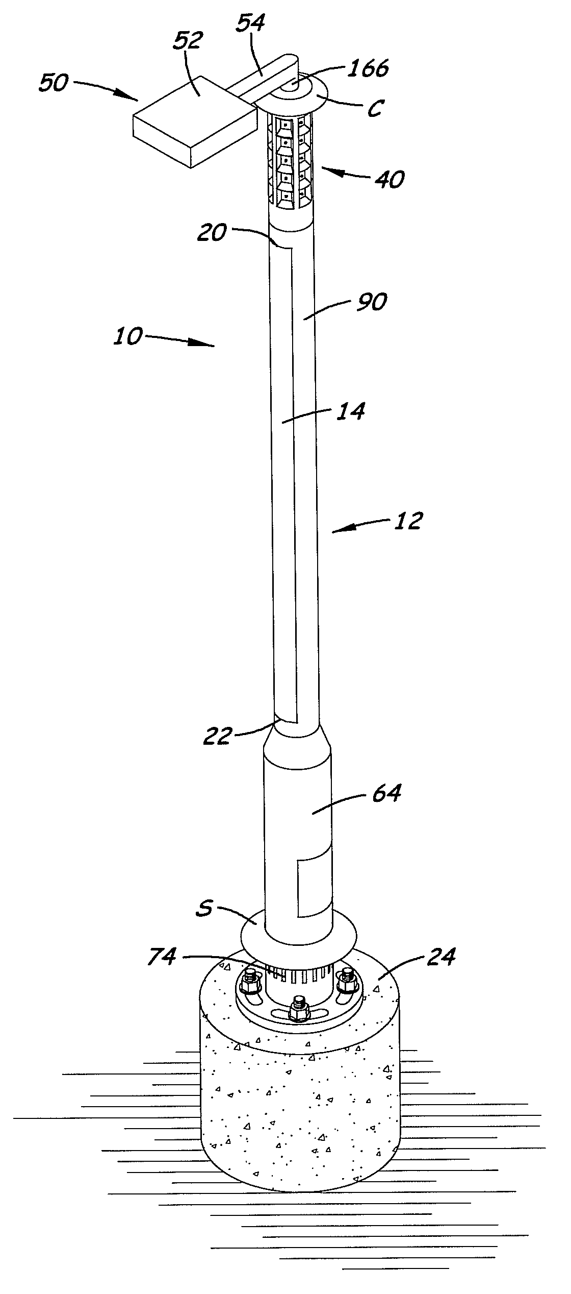 Solar-powered light pole and LED light fixture