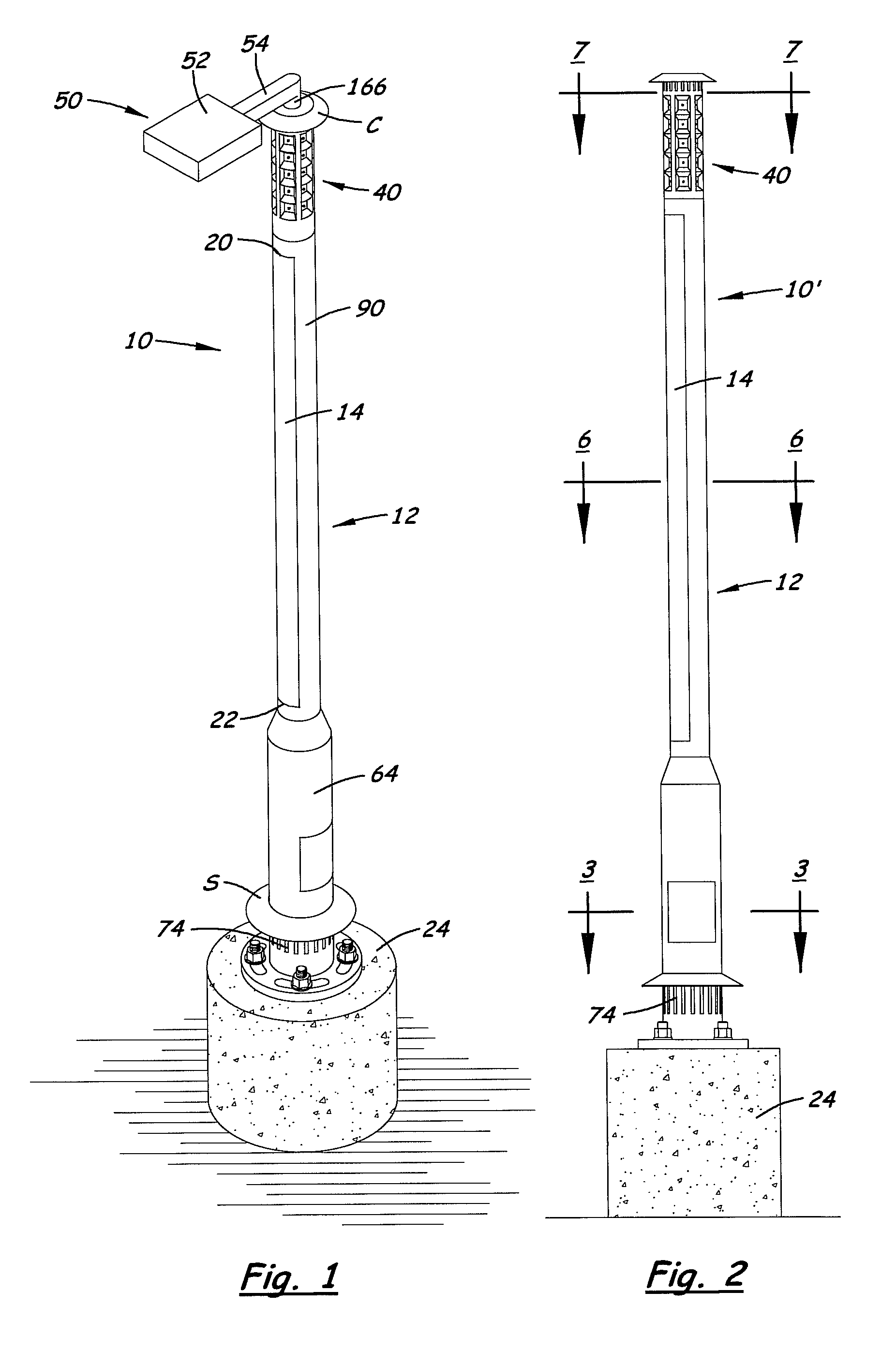 Solar-powered light pole and LED light fixture