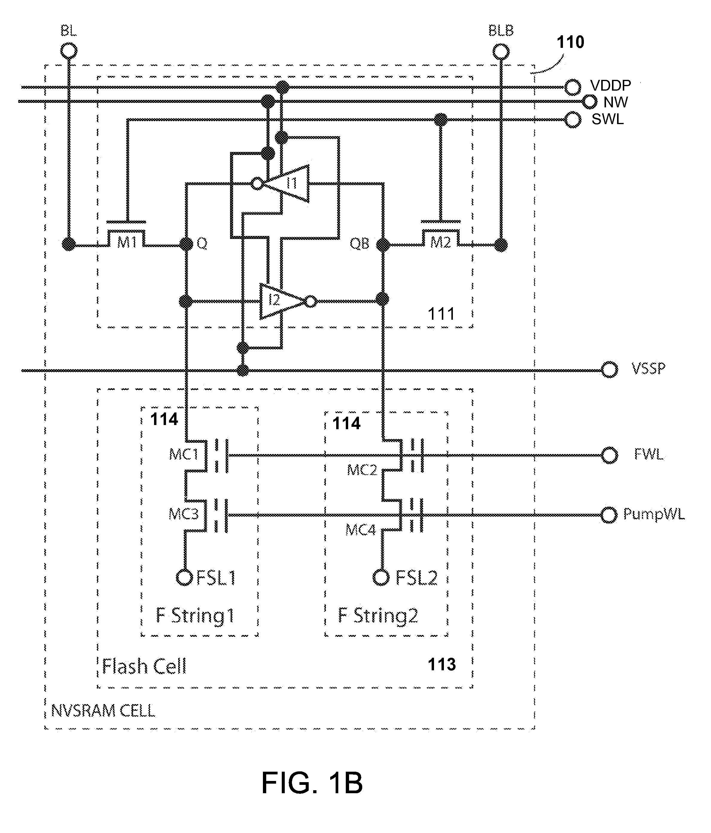 Pseudo-8t nvsram cell with a charge-follower