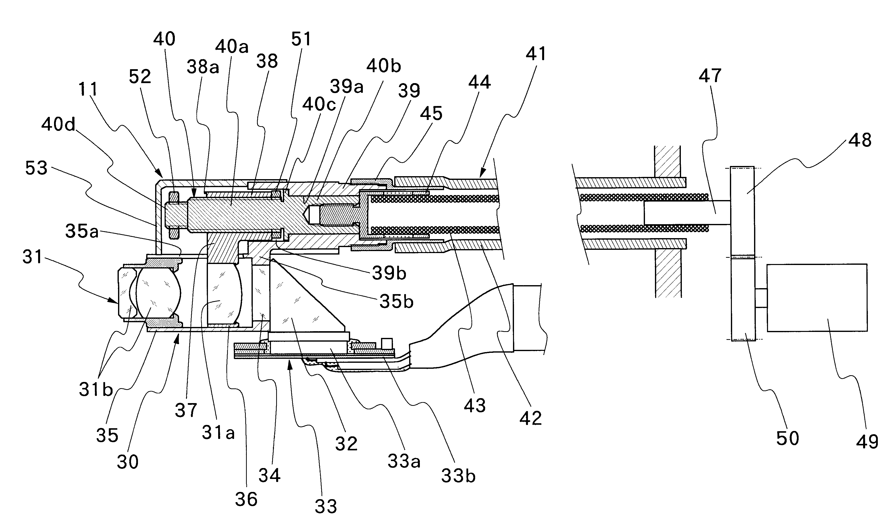 Endoscope with objective lens drive mechanism