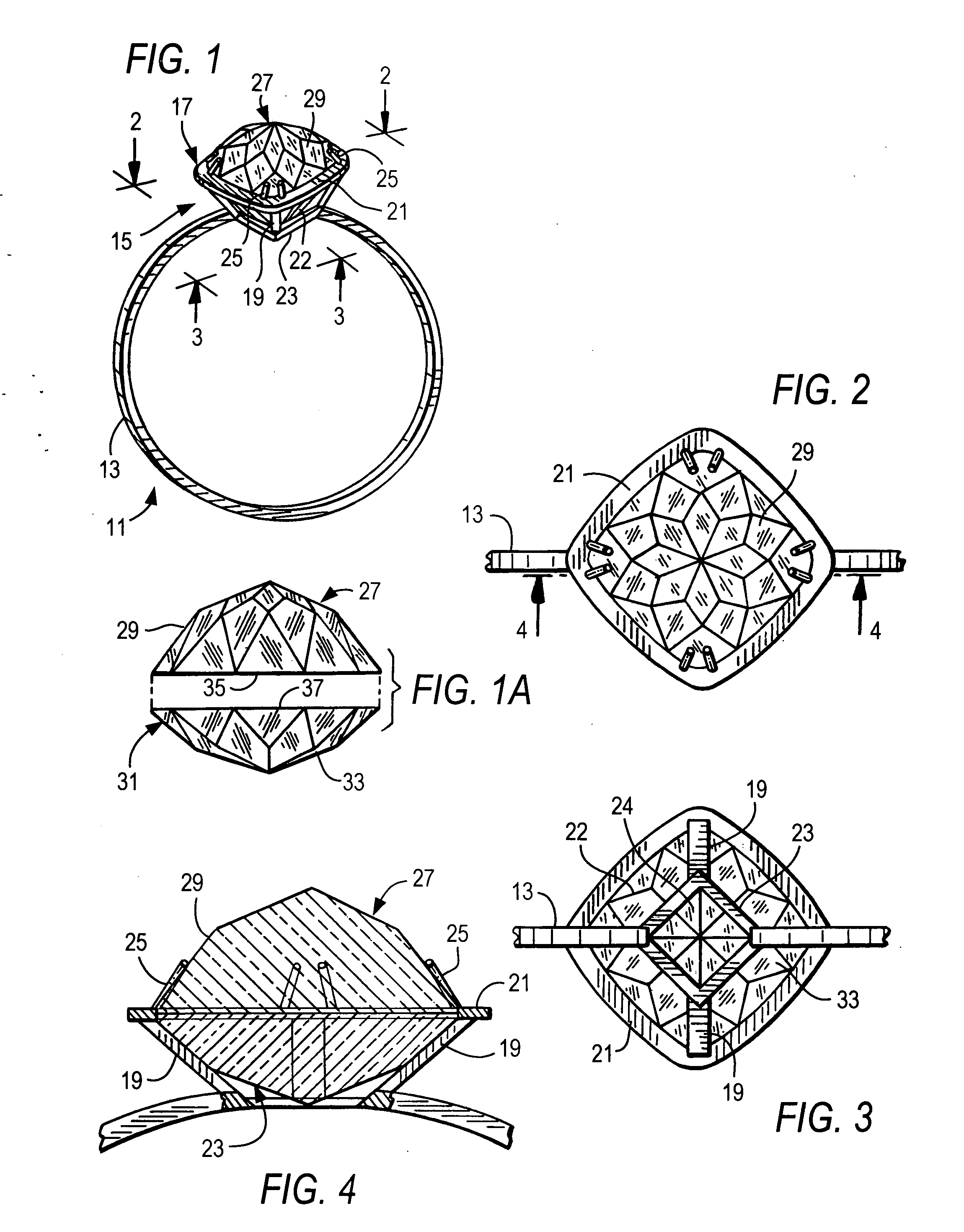 Jewelry having two or more faceted stones