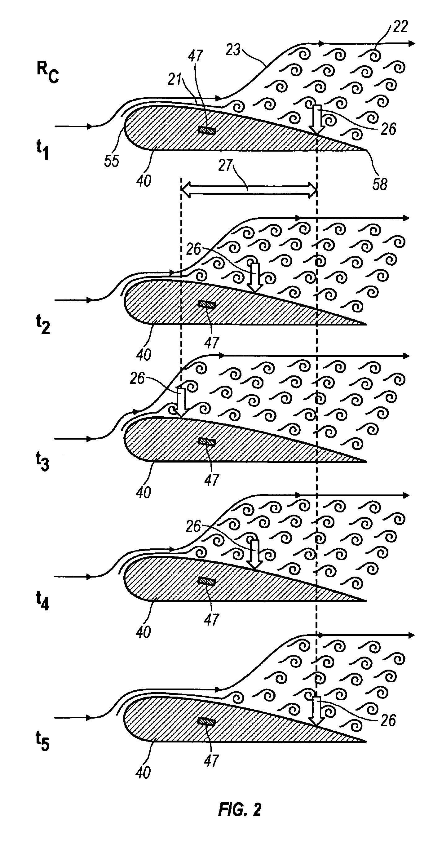 Mitigation of unsteady peak fan blade and disc stresses in turbofan engines through the use of flow control devices to stabilize boundary layer characteristics