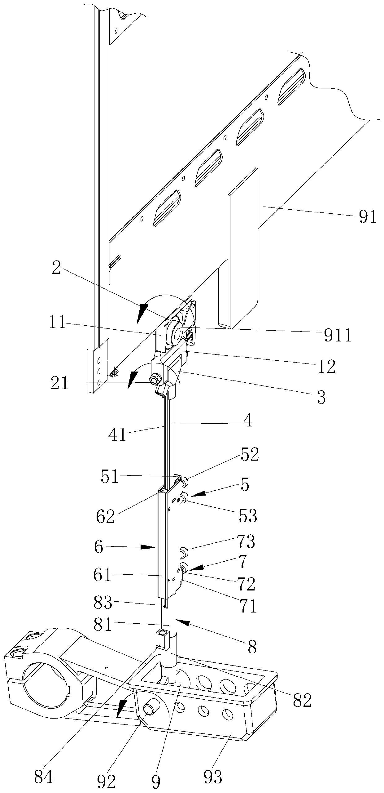 Heald frame connecting device of crank shedding loom