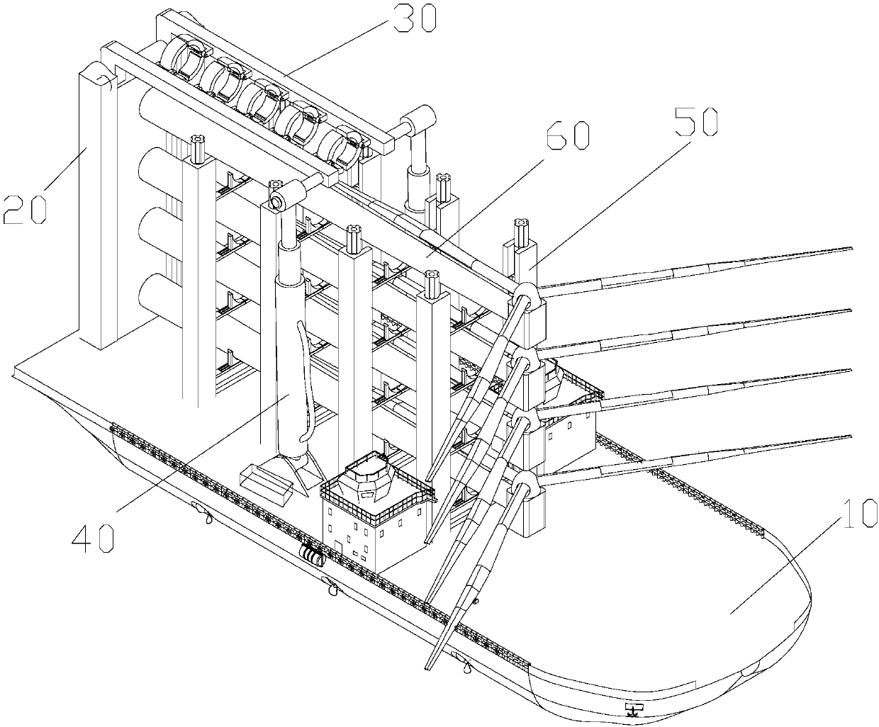 Hydraulic oblique push type offshore wind turbine installation system