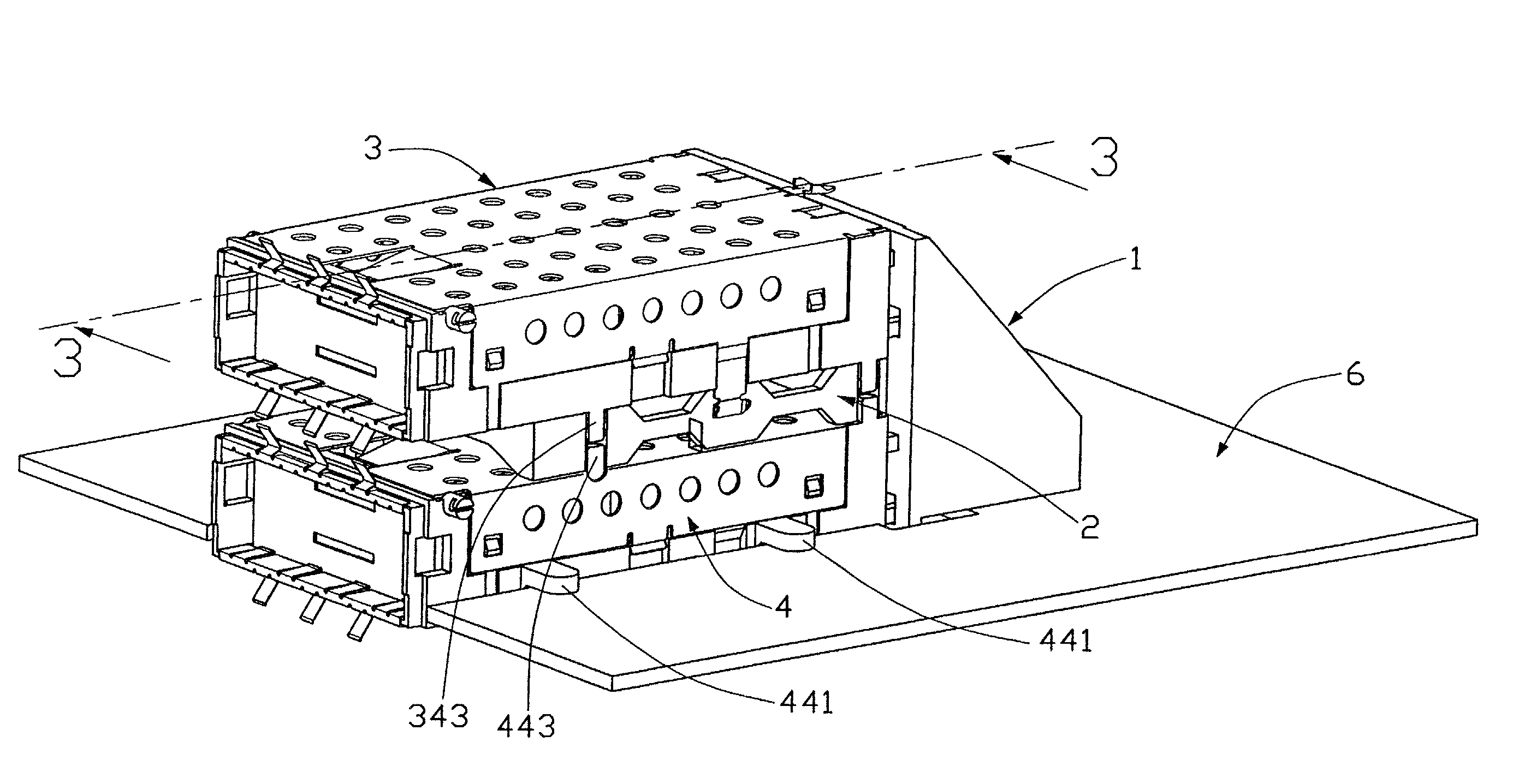 Stacked GBIC guide rail assembly