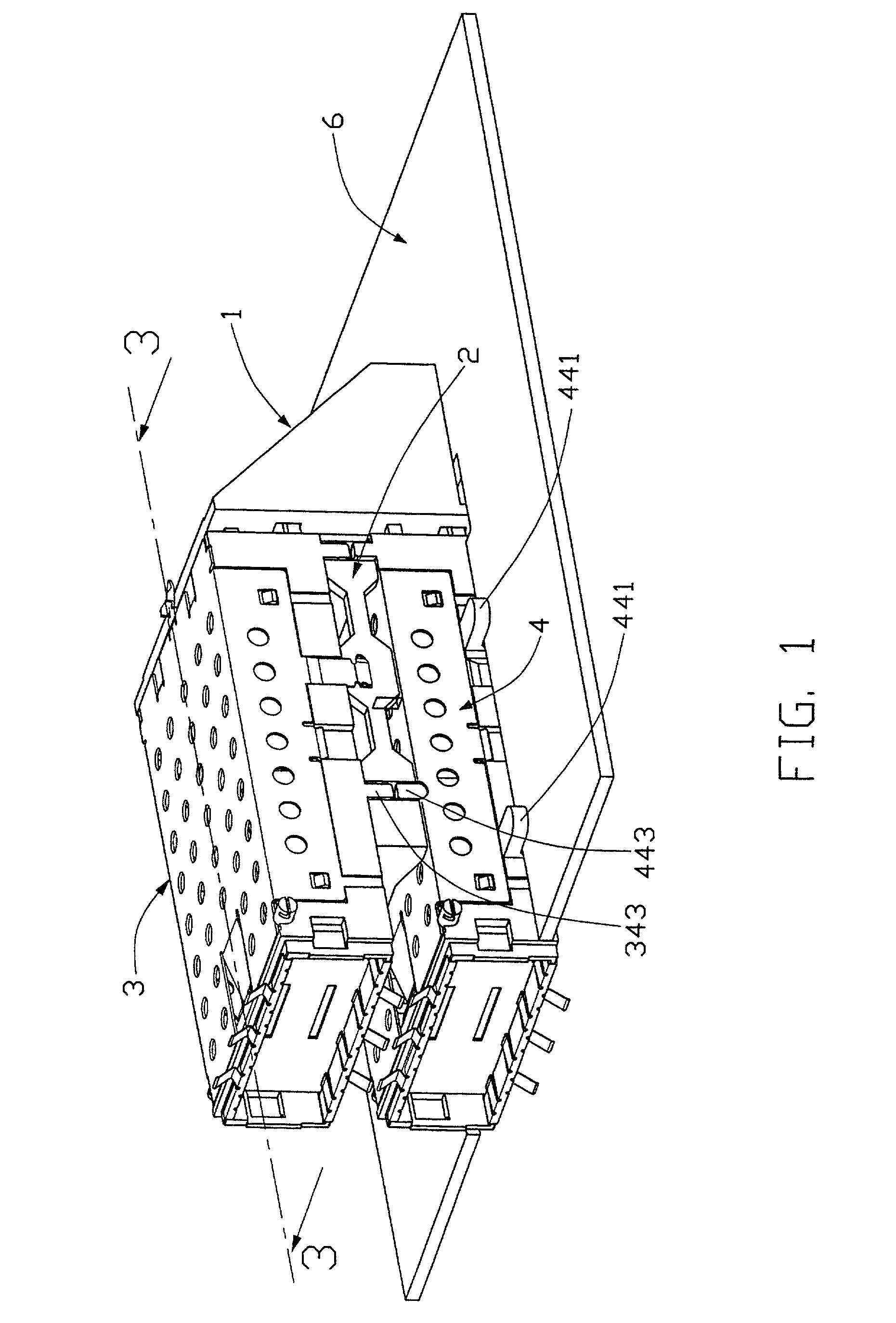 Stacked GBIC guide rail assembly