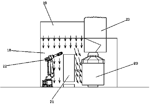 Single-sided paint spraying room