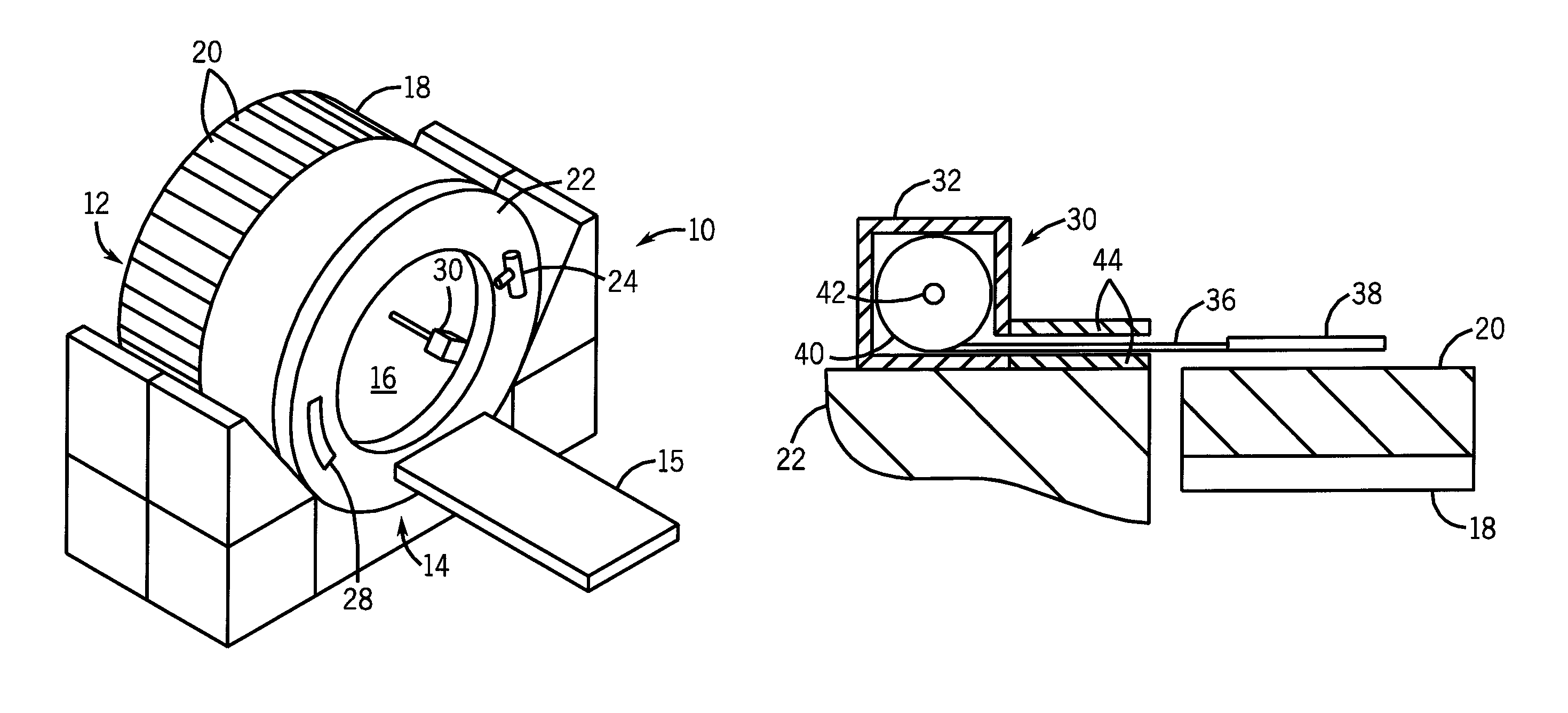 CT gantry mounted radioactive source loader for PET calibration