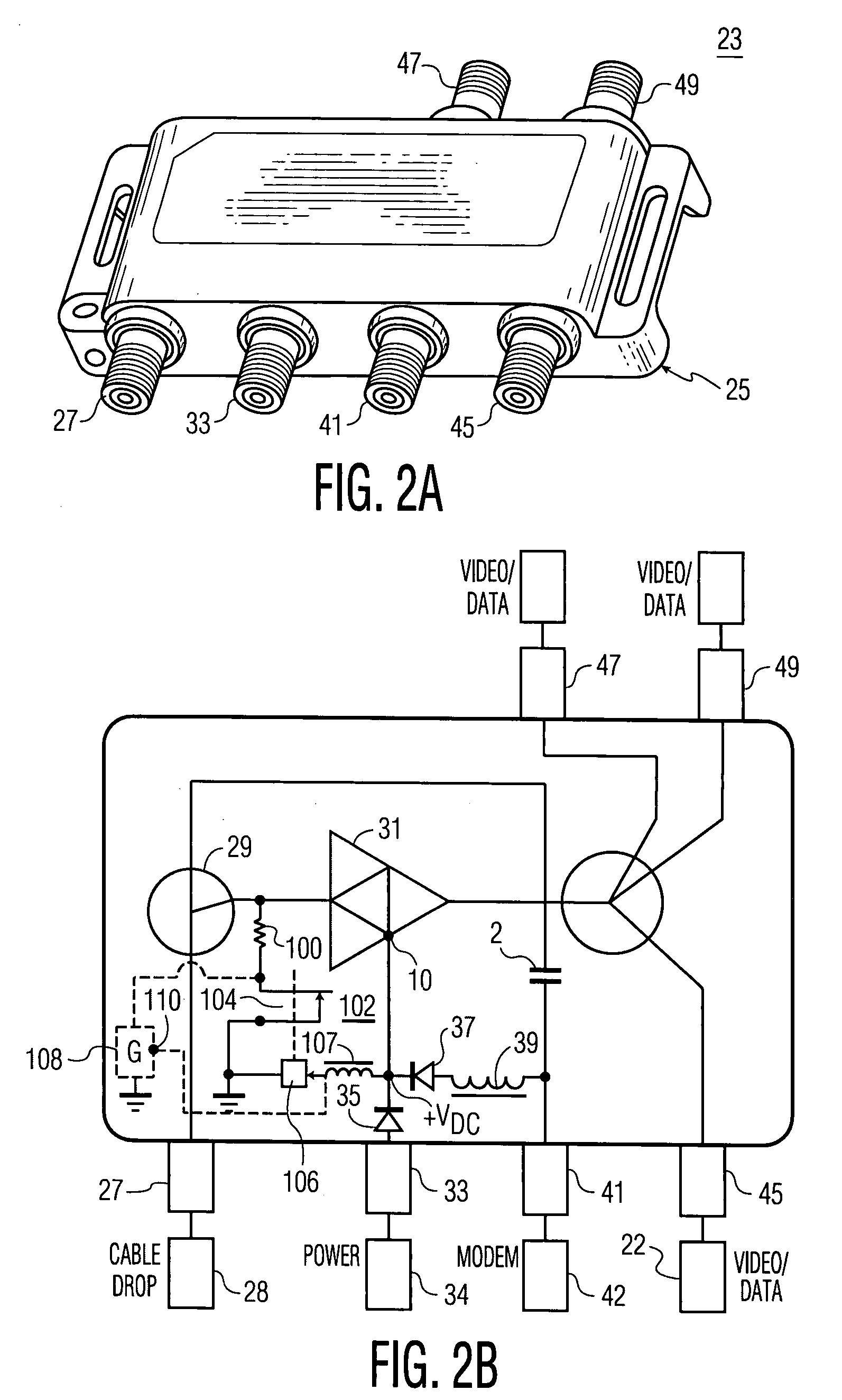 Constant input port impedance for CATV amplifier with passive modem port