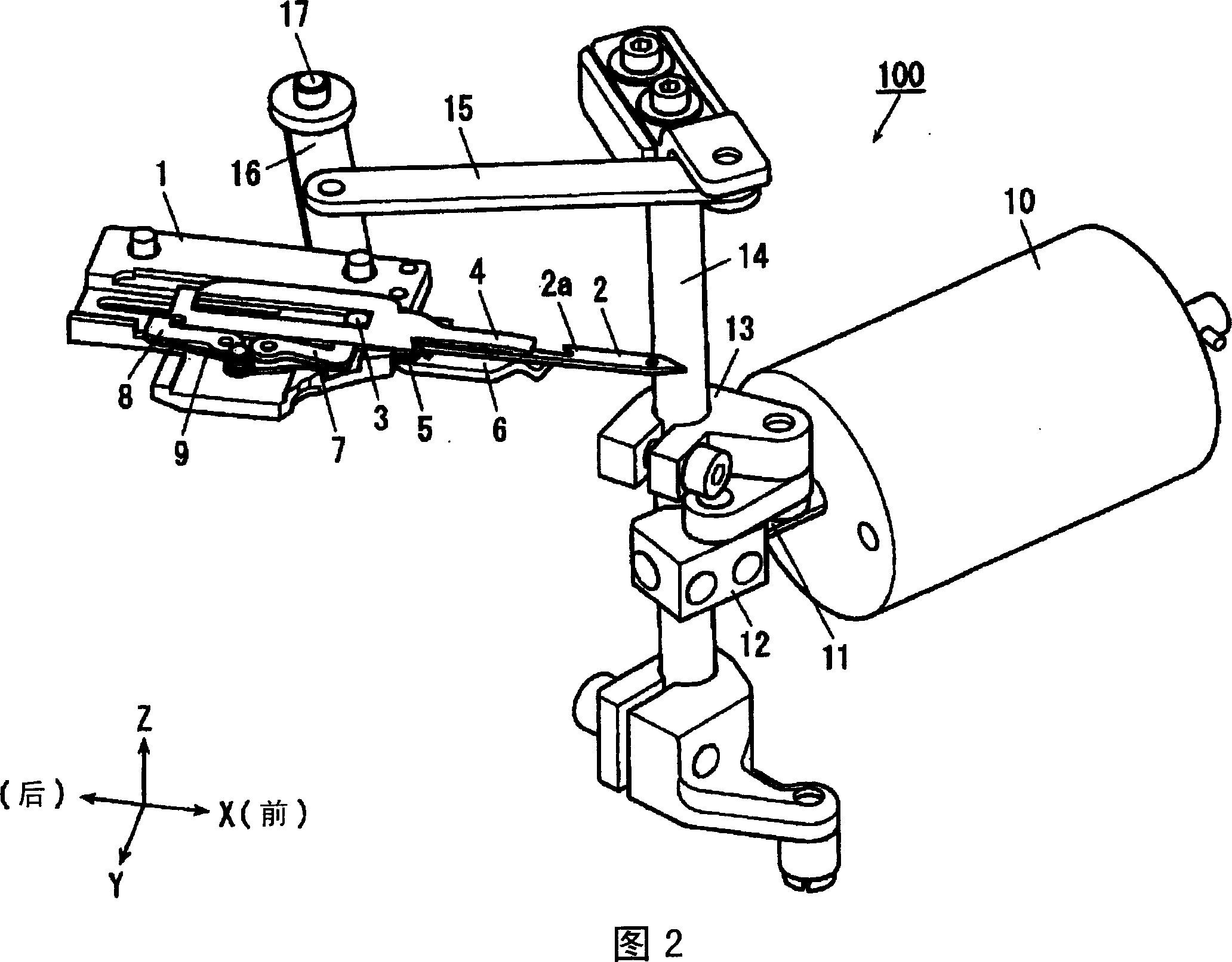 Wire cutting device for swwing machine