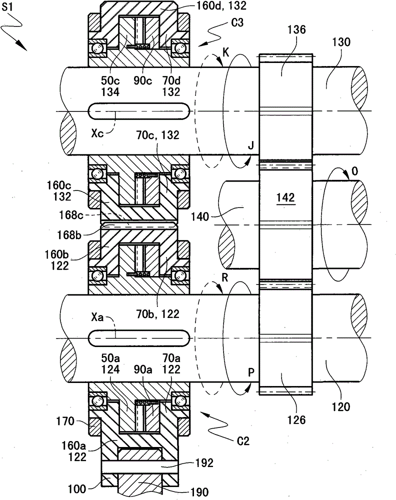 One-way transmission mechanism with double-acting continuous output