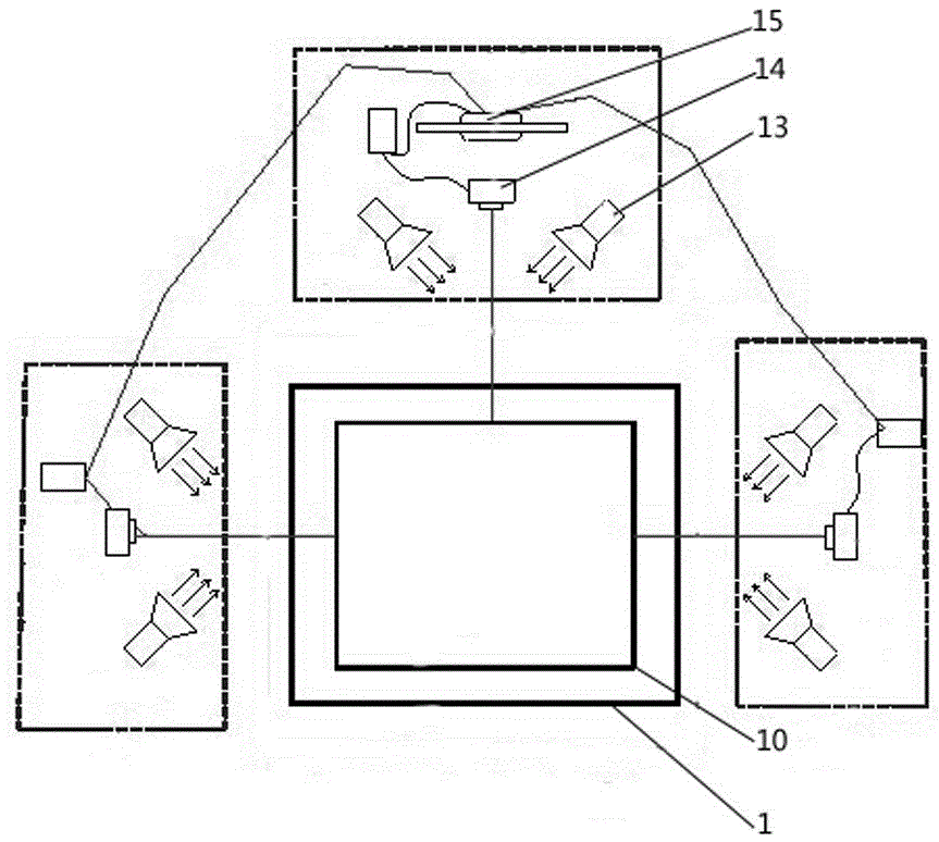 Testing device for conducting real-time observation on rock and soil mass cracks under suction measurement condition