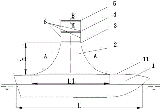 Single column superstructure of unmanned surface vehicle