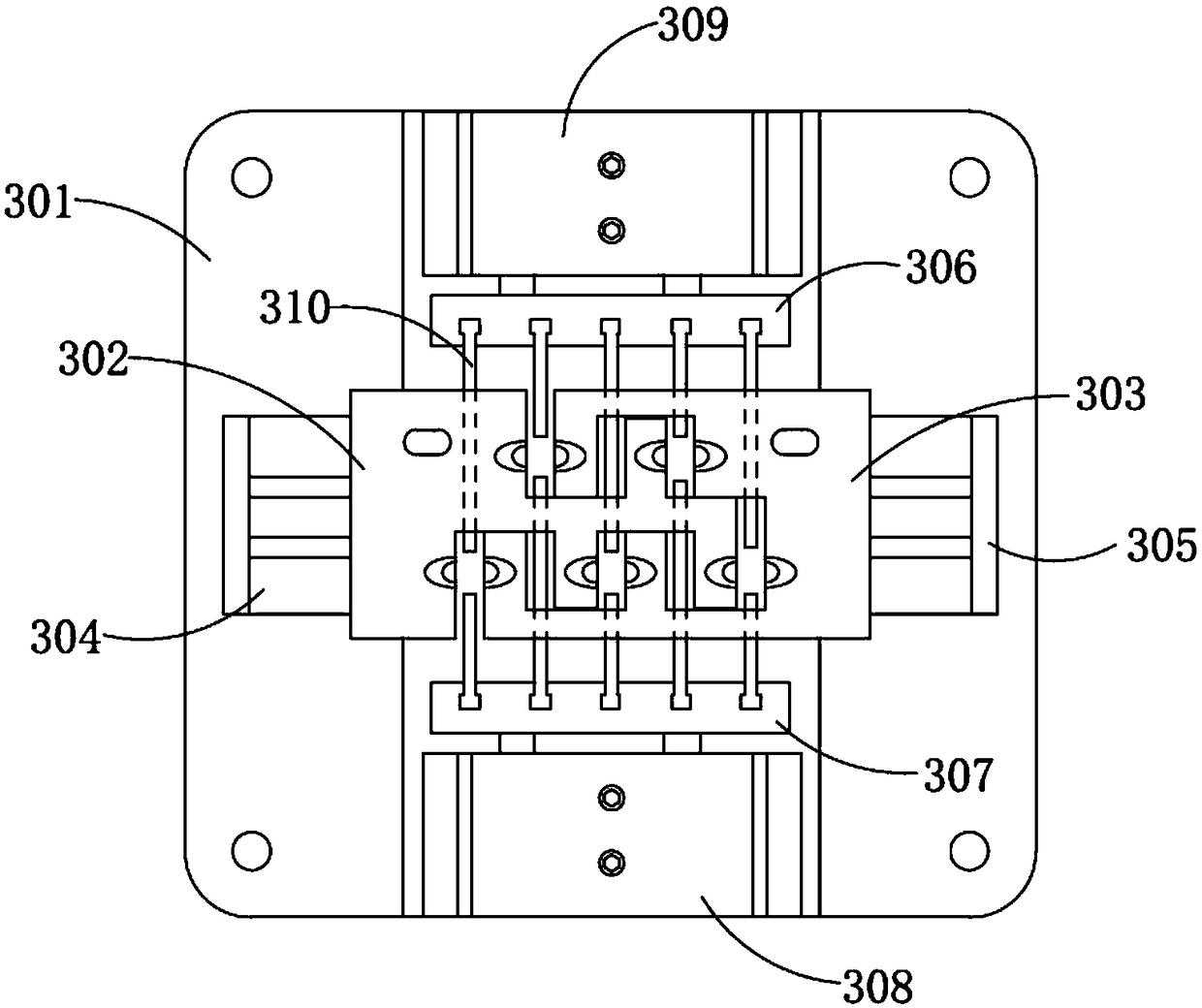 A battery bridge welding mold