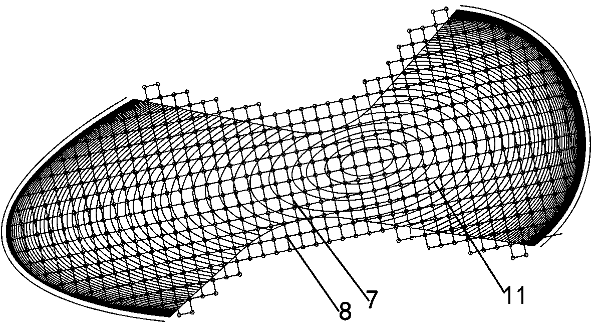 Large-span multi-curvature thin shell reinforced concrete structure construction method