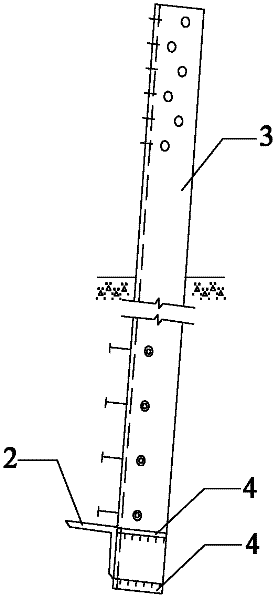 Inclined post pile foundation for overhead transmission line