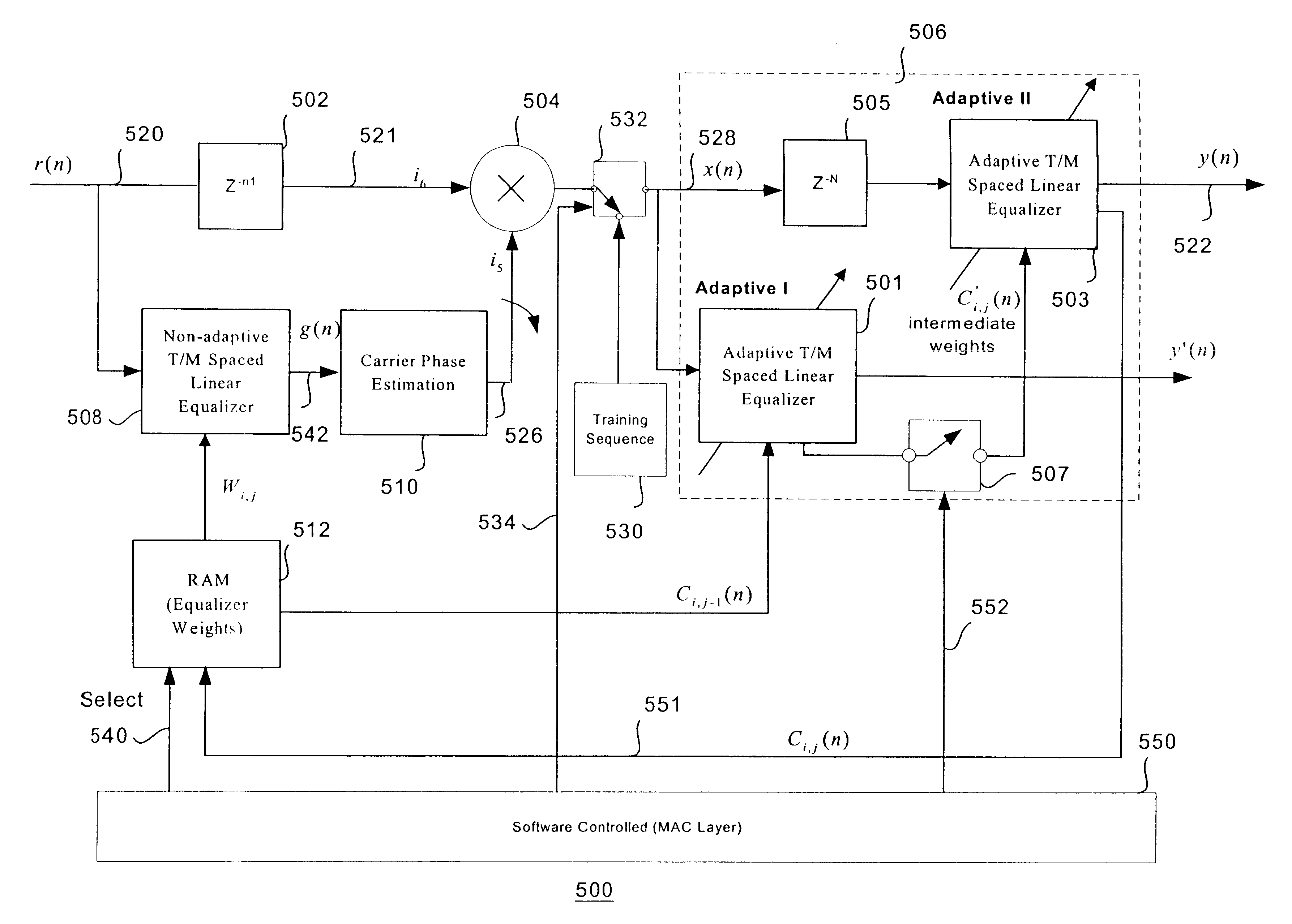 Adaptive equalizer system for short burst modems and link hopping radio networks