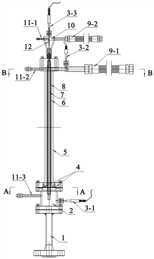 A cylindrical heating rod test section with a chamber and its parameter measurement method