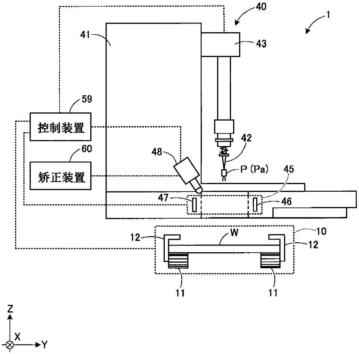 Rectifying device, mounting device, rectifying method