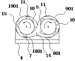 Double longitudinal axial flow rotary drum negative pressure feeding and shunting device