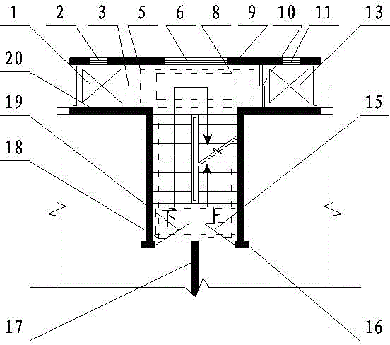 Residential building traffic junction with T-shaped plane