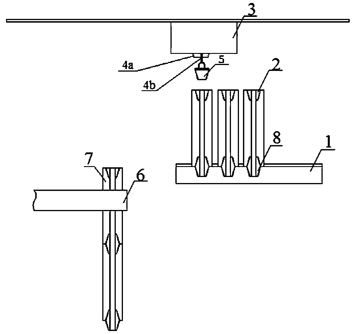 Large-scale direct current electric arc furnace continuous smelting high titanium slag electrode adding device and use method thereof