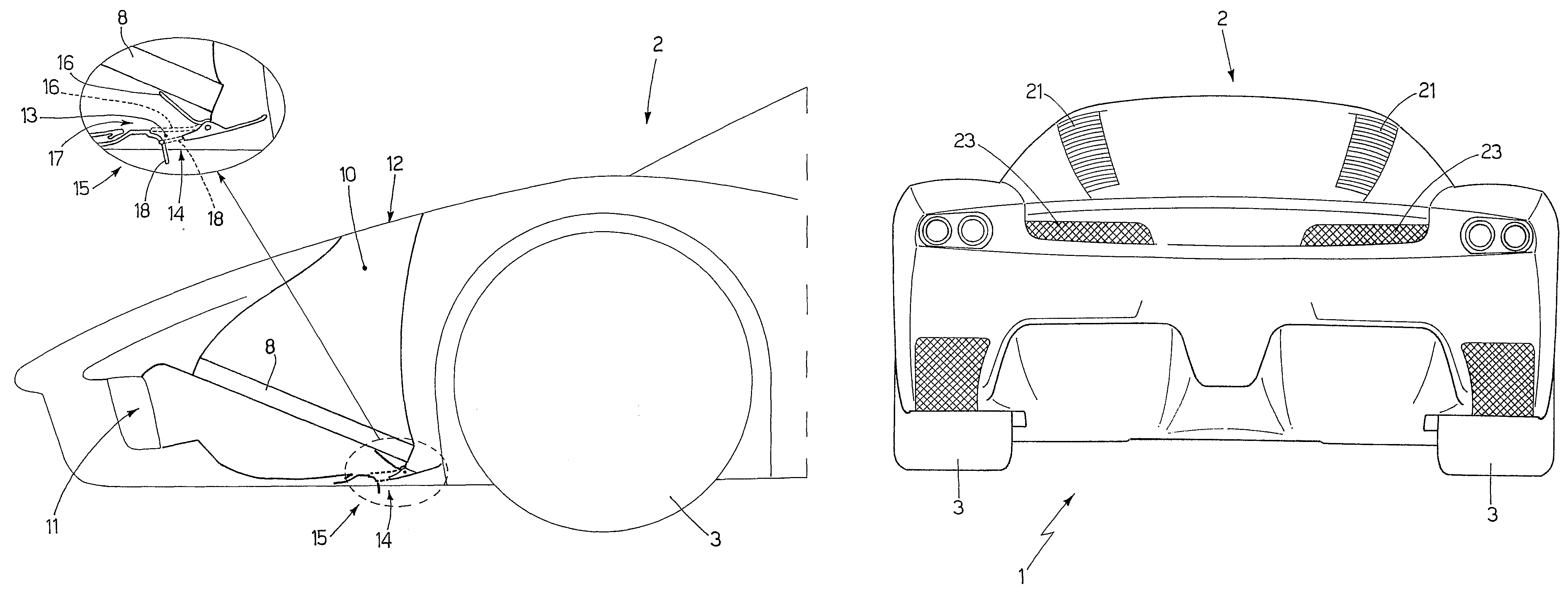 High-performance car with streamline configuration-altering air jets