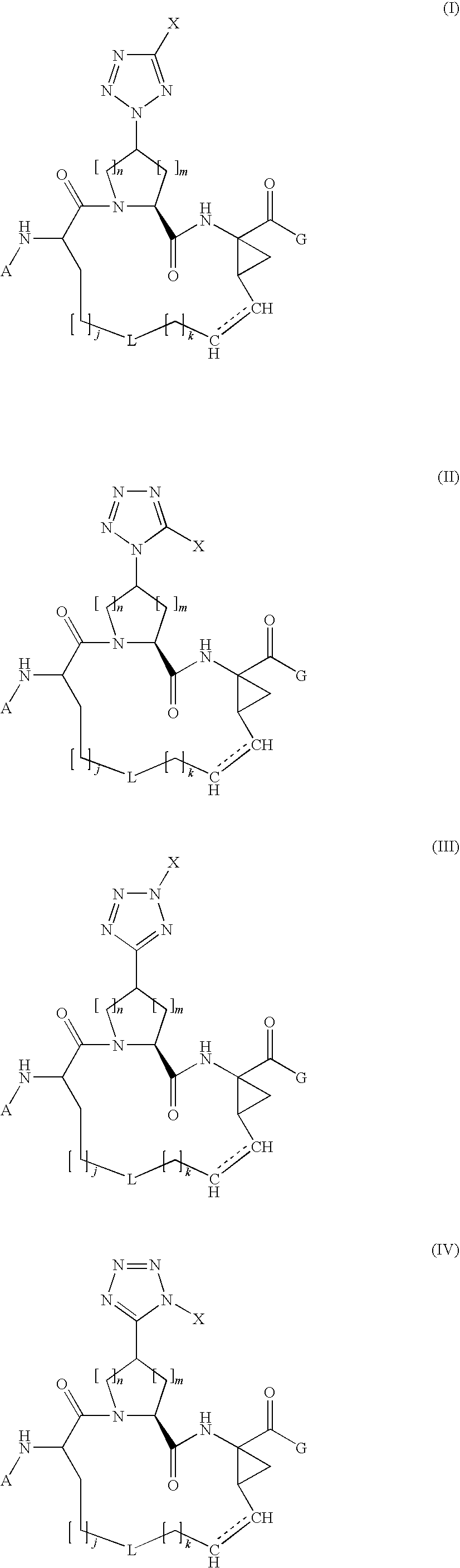 Tetrazolyl macrocyclic hepatitis c serine protease inhibitors