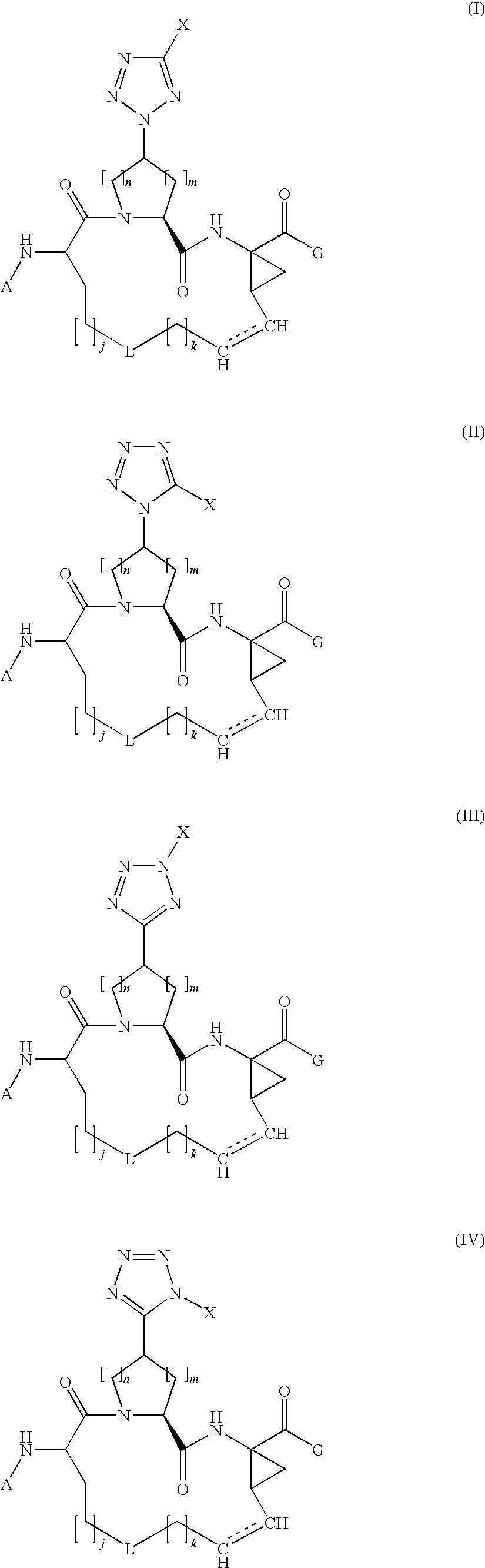 Tetrazolyl macrocyclic hepatitis c serine protease inhibitors