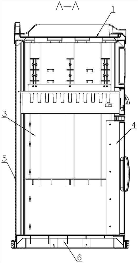 Assembled medical trolley with three occluded sides at bottom and inserted side at same time