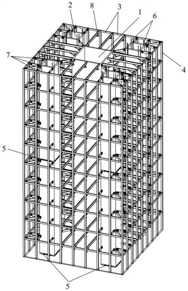 Frame-corewall energy dissipation and seismic mitigation structure system with multi-pendulum tuning core tubes