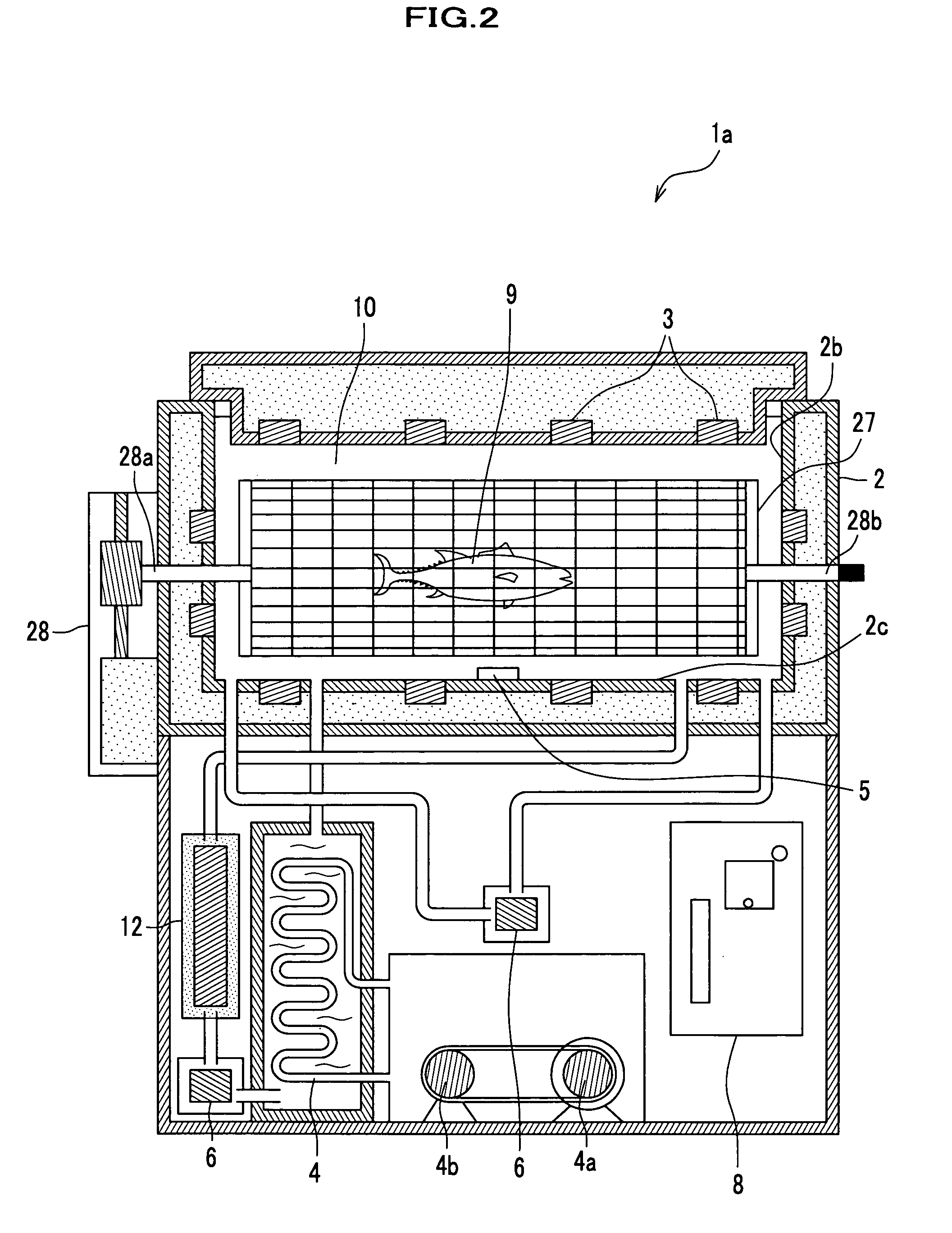 Apparatus for cooling food under water and maintaining water temperature therefor