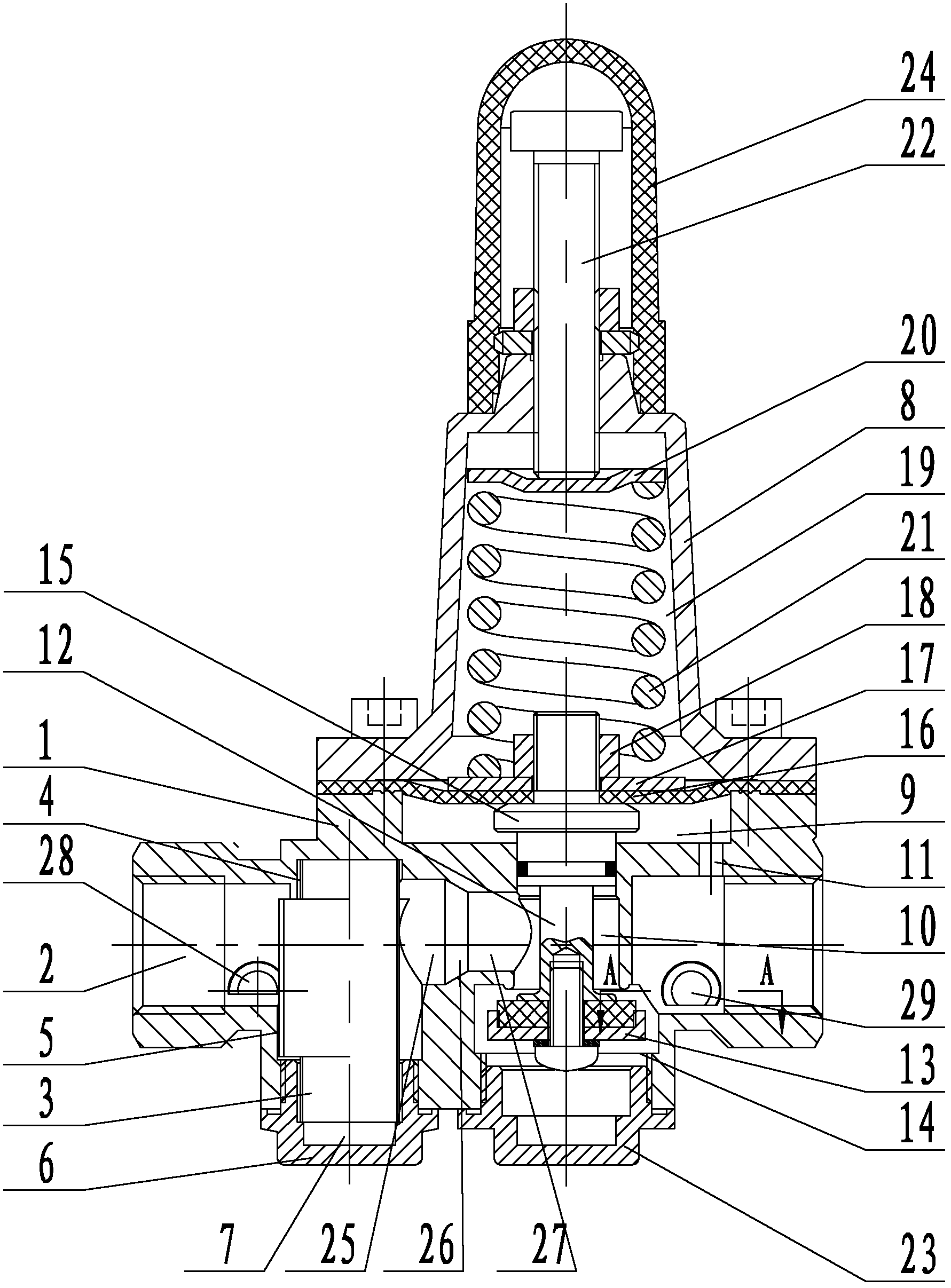 Filter type thin film pressure reducing valve