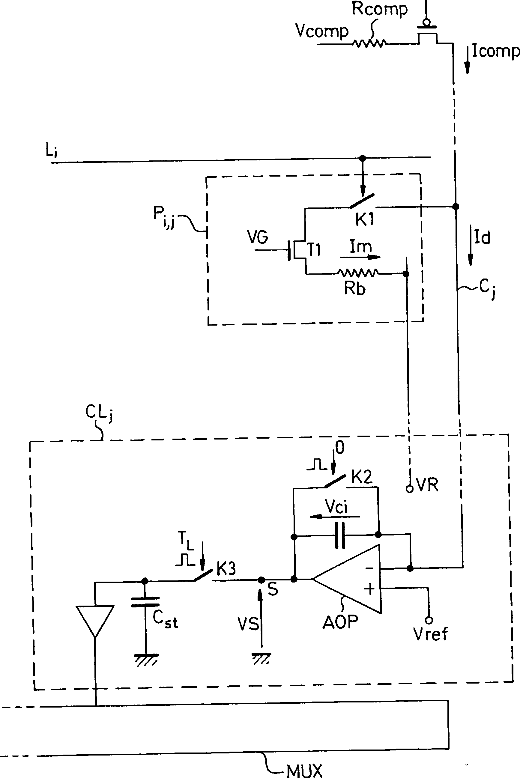 Bitmap thermal image sensor with bolometric pixel and special noise-reduction method