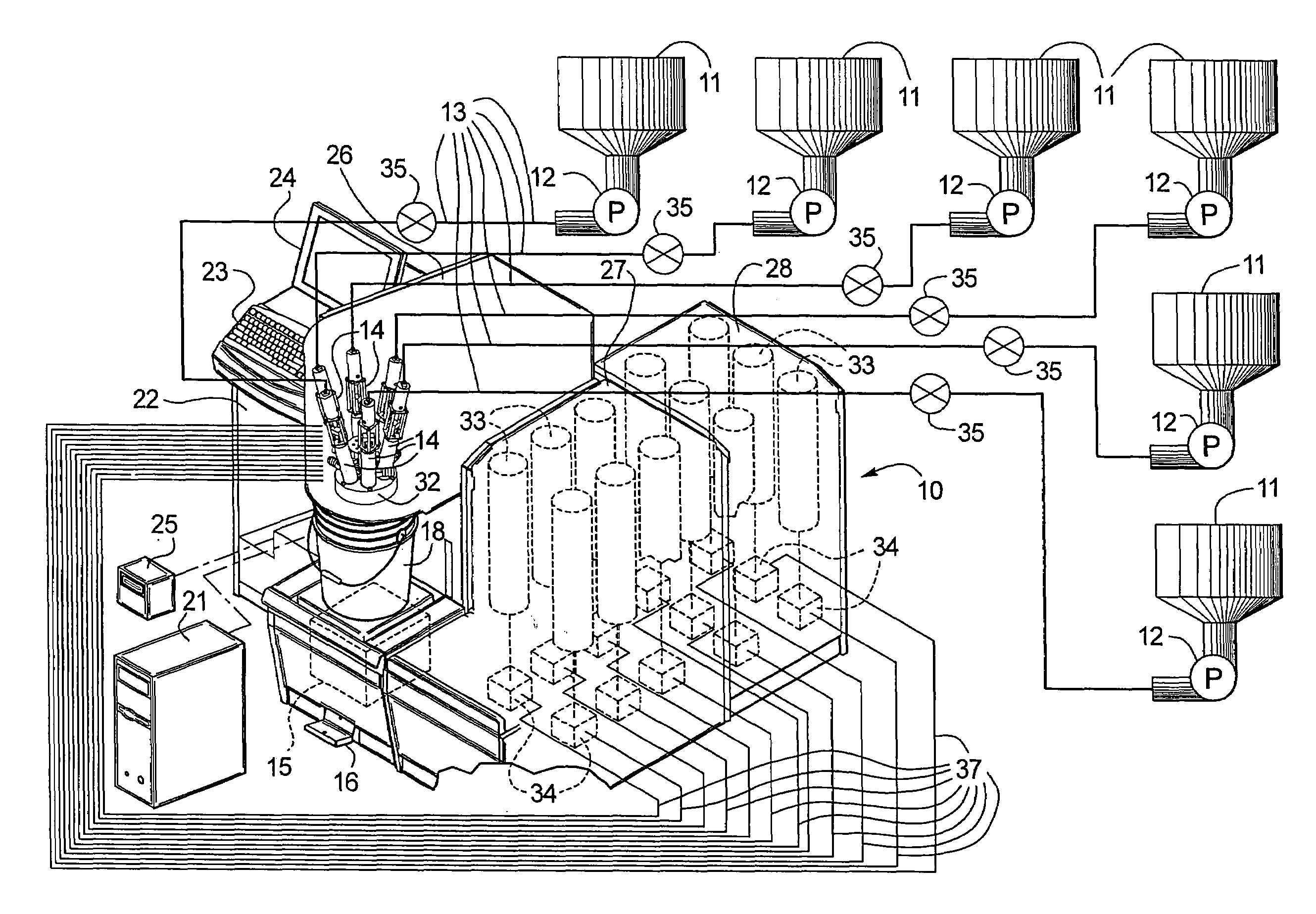 Combination gravimetric and volumetric dispenser for multiple fluids