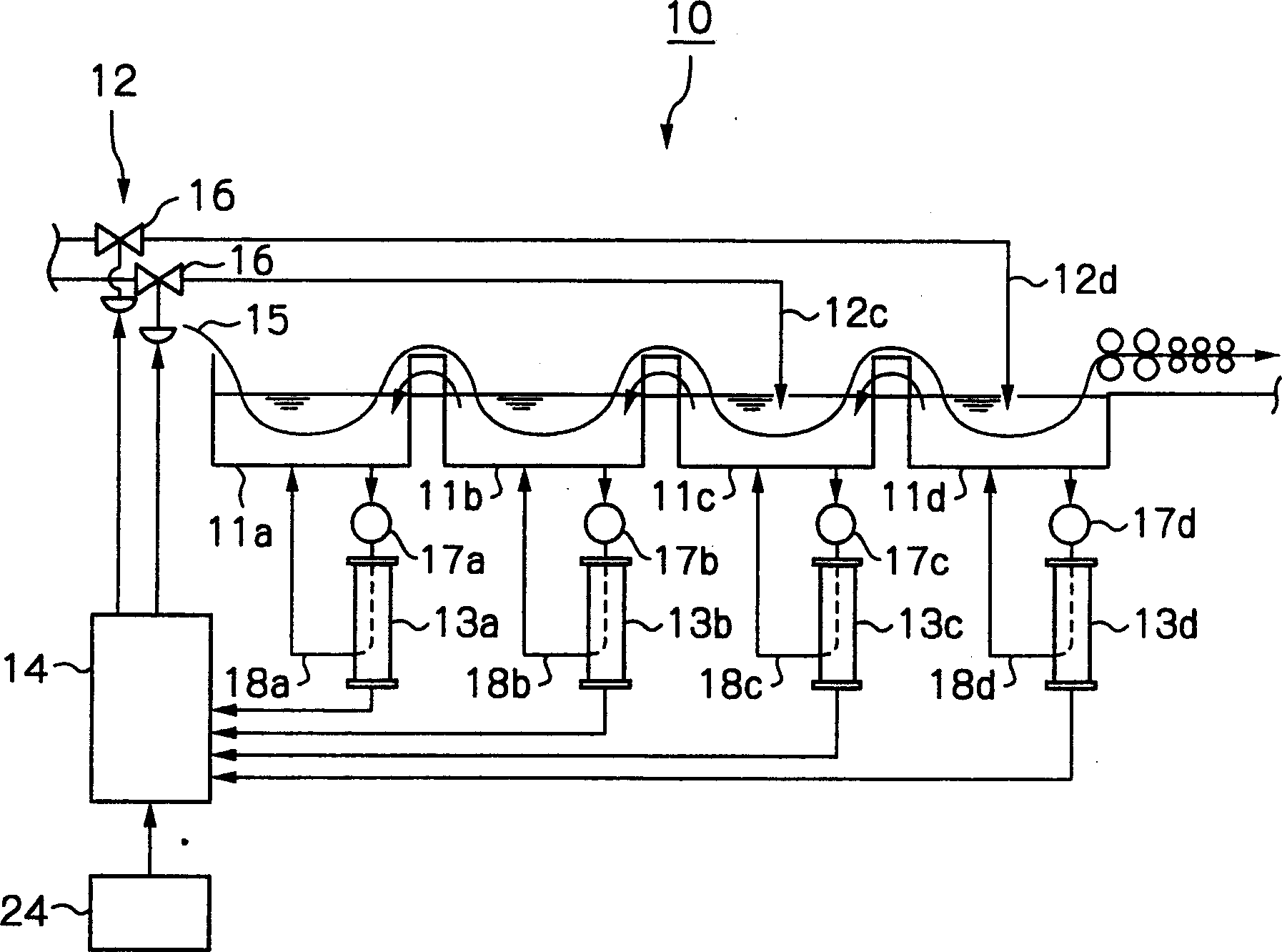 Continuous pickling method and continuous pickling device