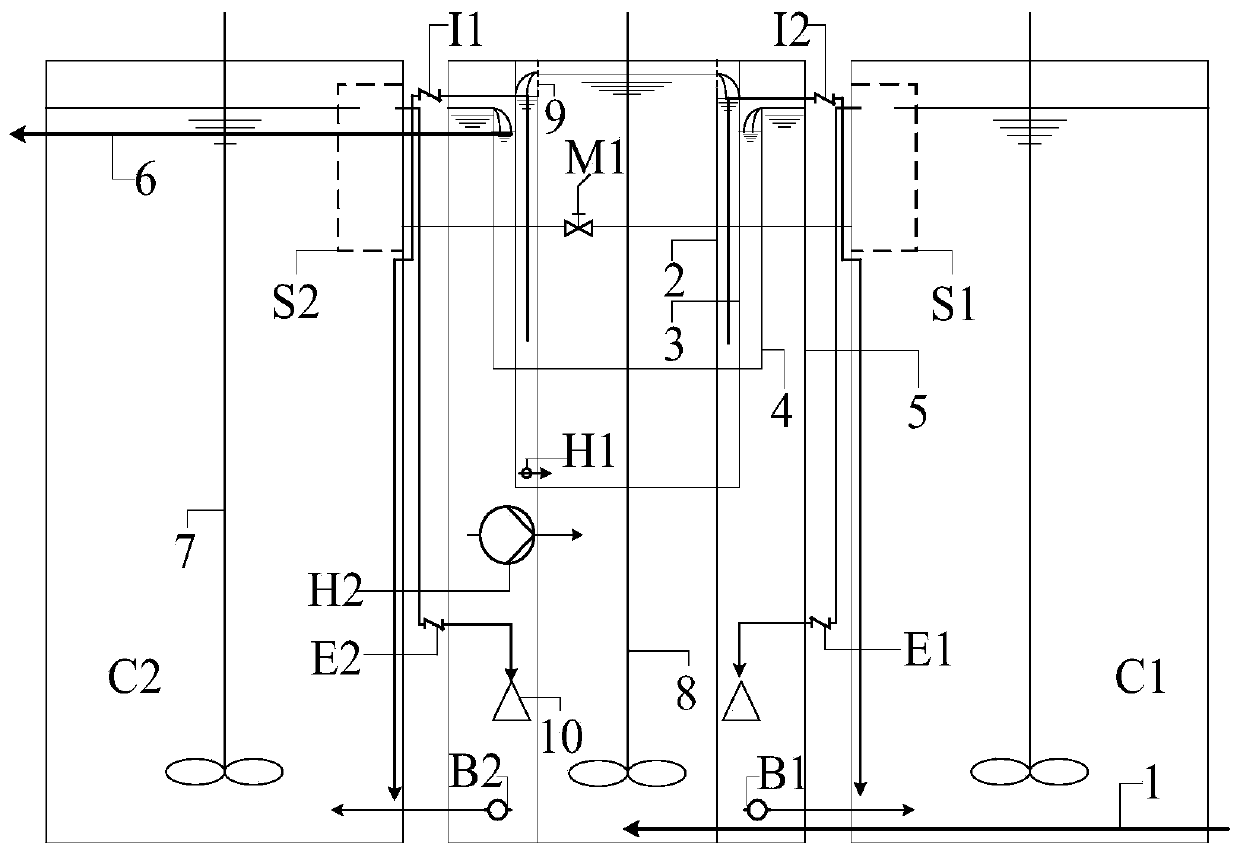 High-efficiency autotrophic denitrification system and operation method for treating high-ammonia nitrogen wastewater