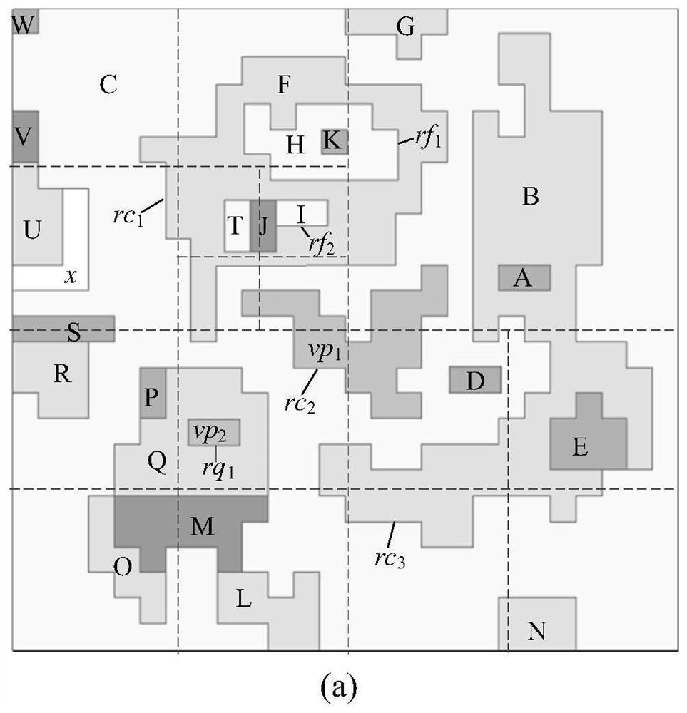 Quadtree construction method for storing polygon inclusion relation and indexing method