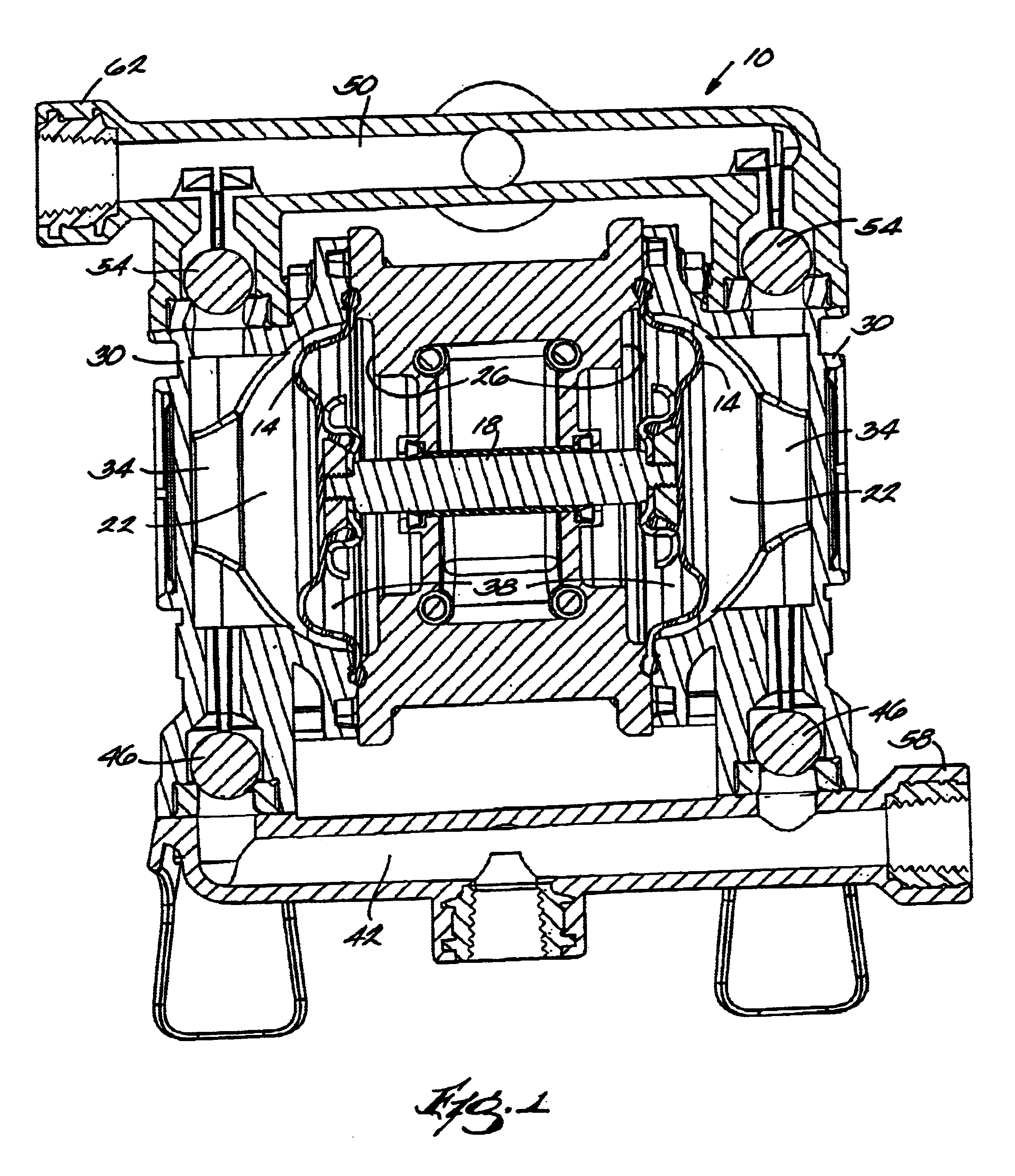 Connecting configuration for a diaphragm in a diaphragm pump