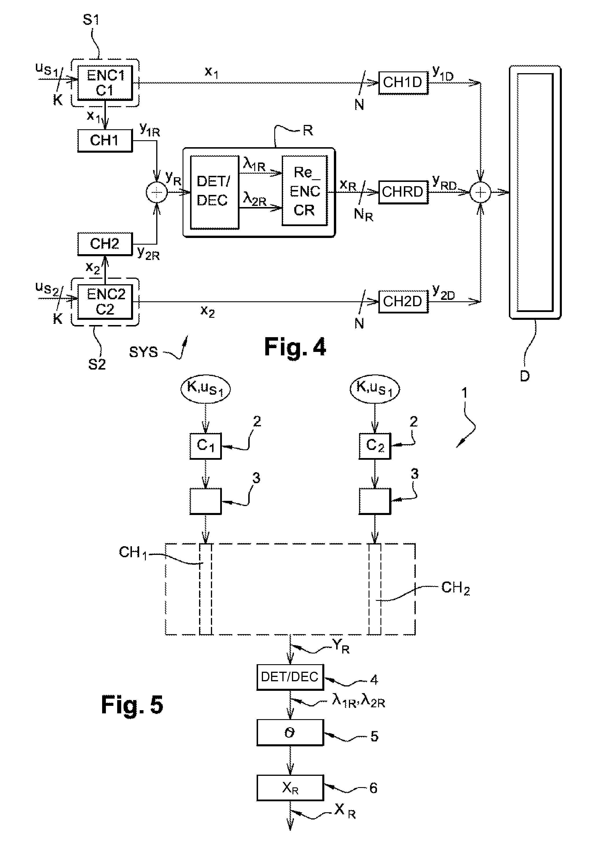 Method of transmitting a digital signal for a marc system with a full-duplex relay, a corresponding program product and relay device