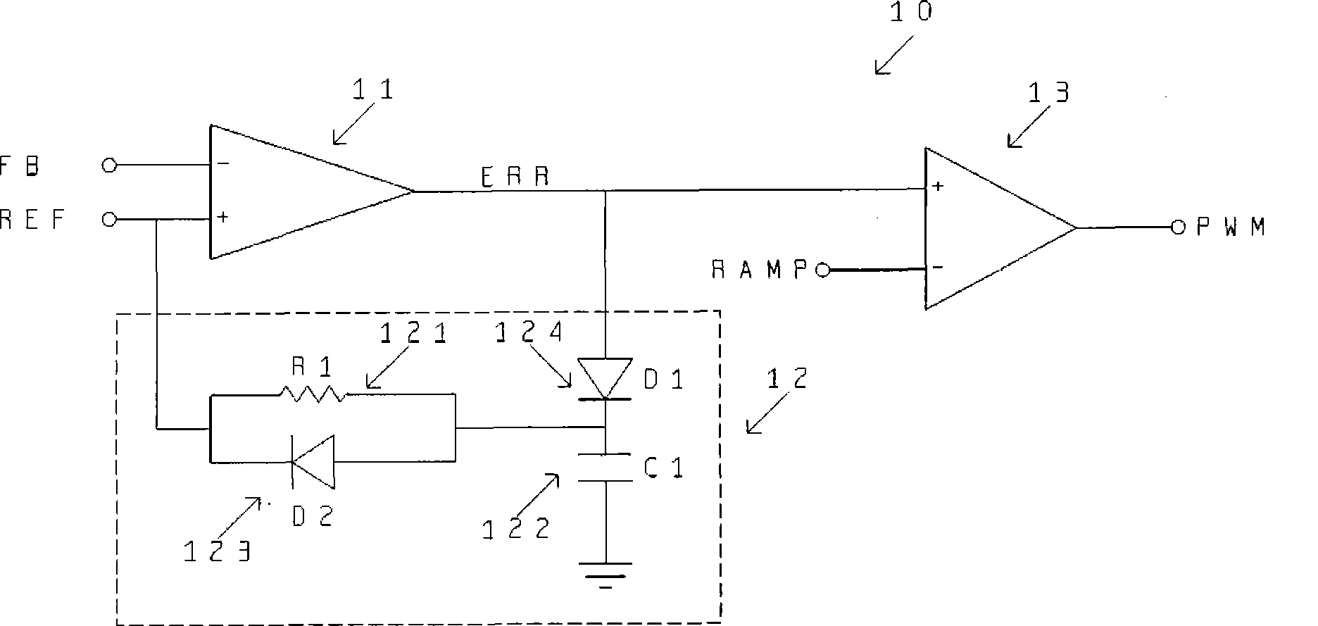 Pulse-width modulation controller for switching voltage stabilizer
