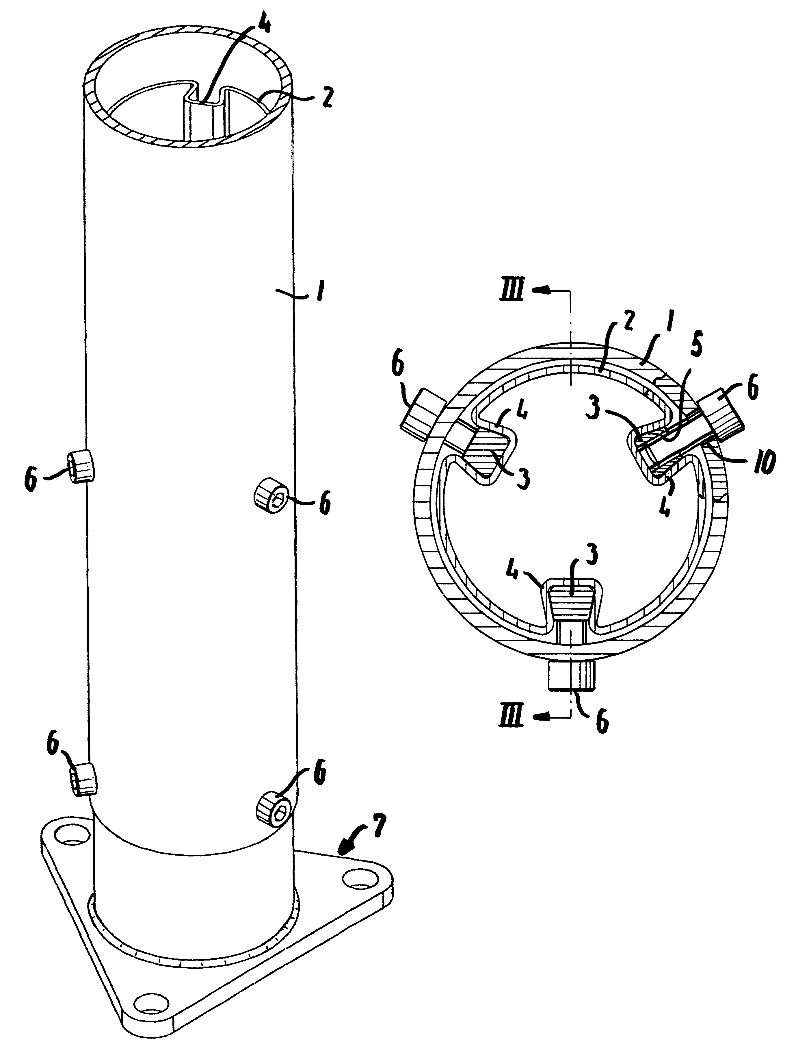 Means of mounting and adjusting telescopic metal tubes