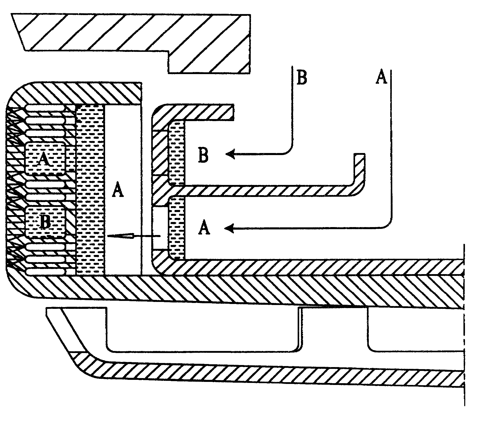 Hybrid spinner for making a mixture of single-glass and dual-glass fibres right at the fibre forming stage