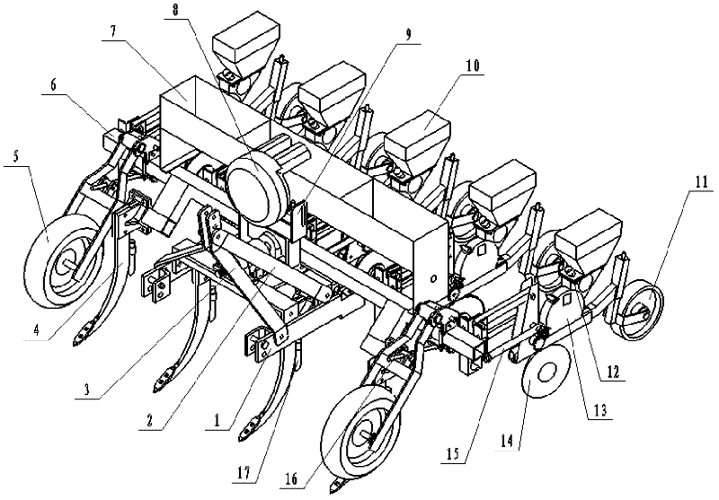 Vibration deep-scarification and fertilization precision drill