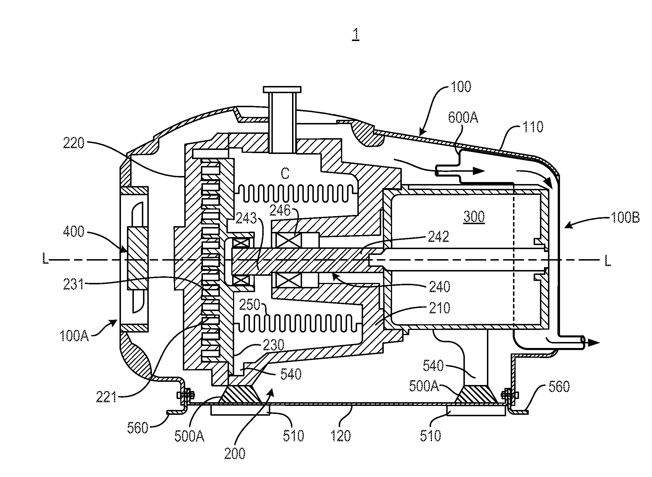 Vibration/noise management in a scroll compressor