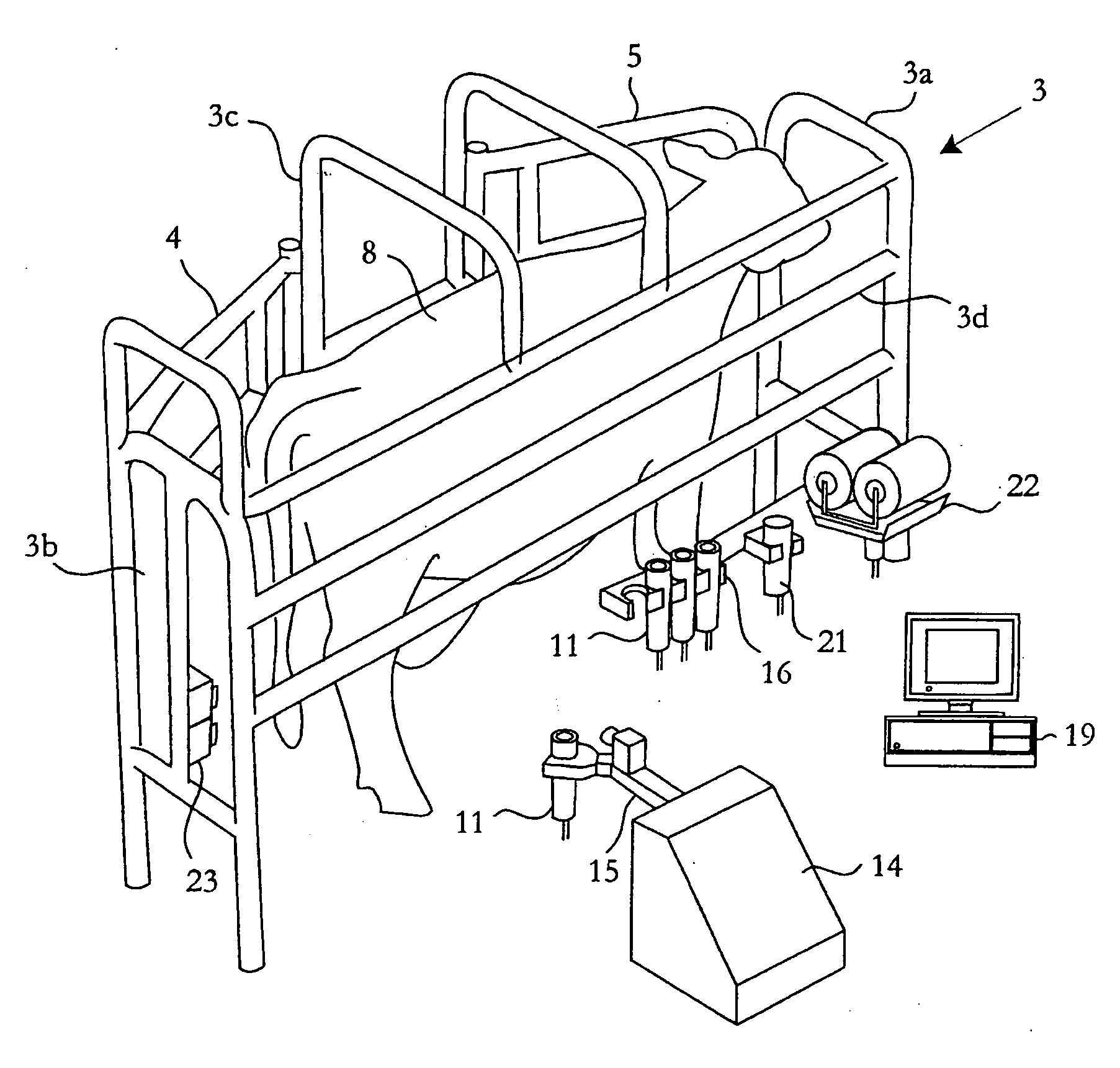 Arrangement and method for determining positions of the teats of a milking animal