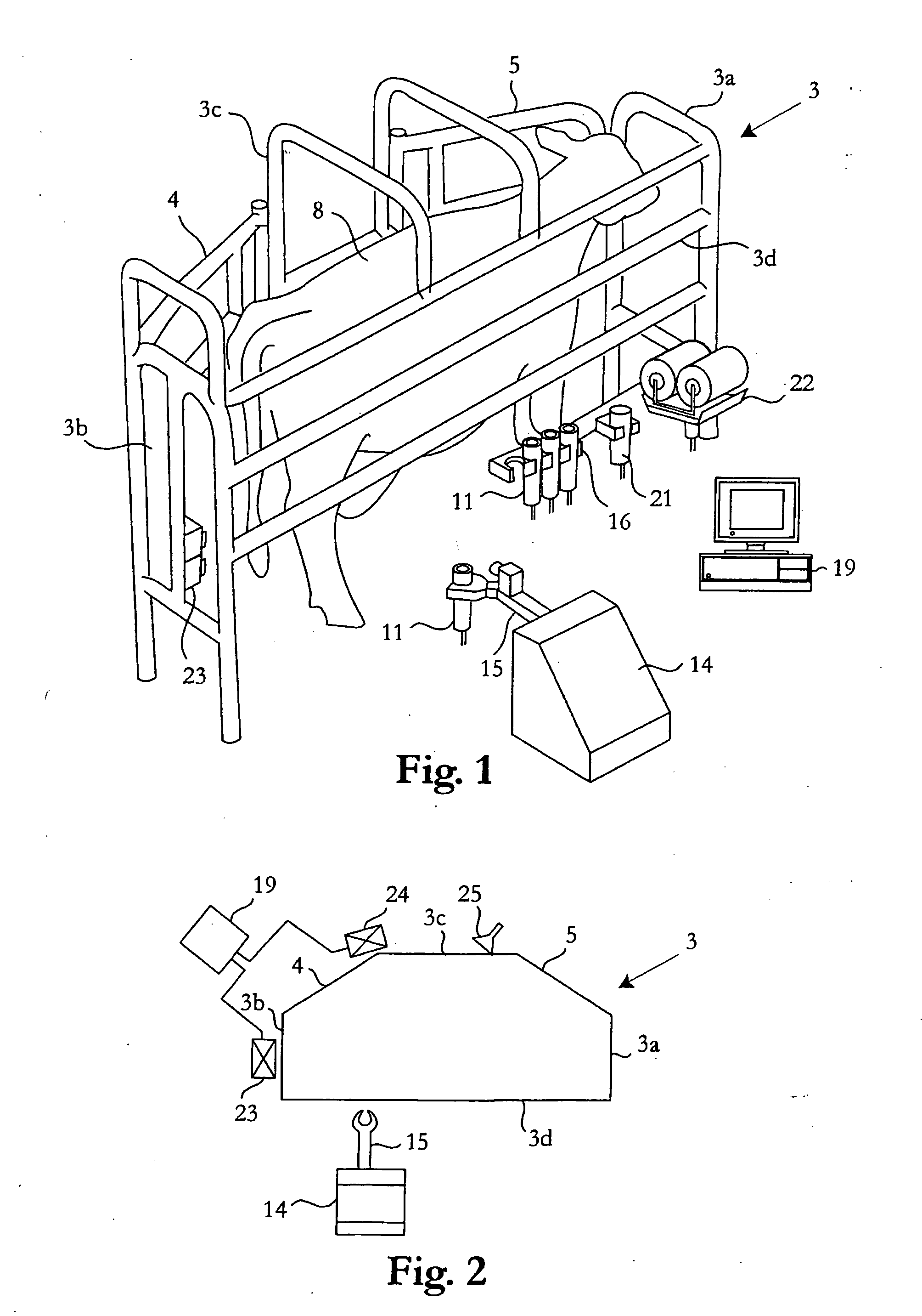 Arrangement and method for determining positions of the teats of a milking animal