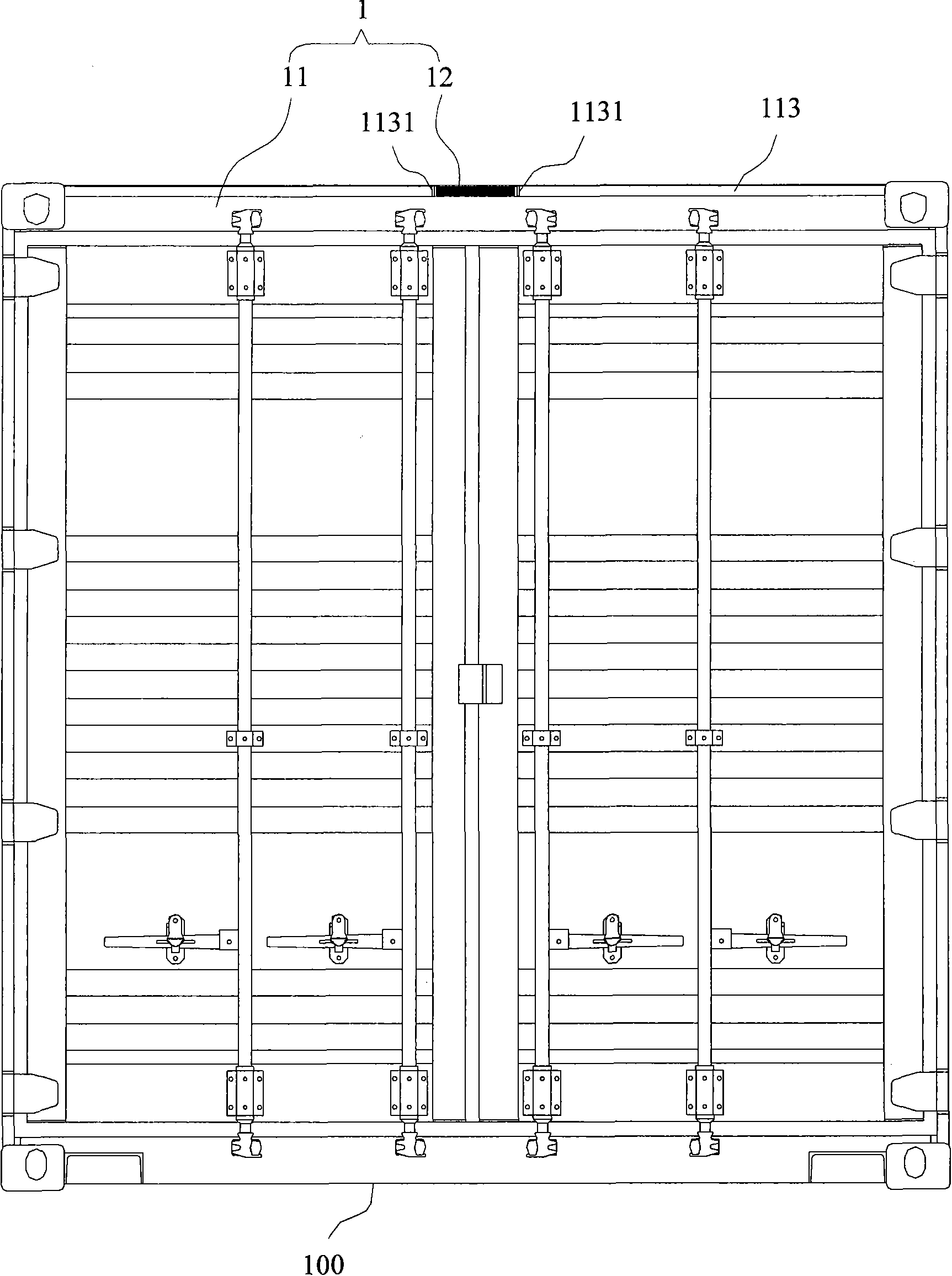 Container door lintel with electronic tag and container provided with same