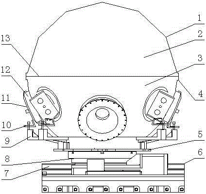 Tool clamp for transverse automatic welding of large spherical shell structure and assembling method