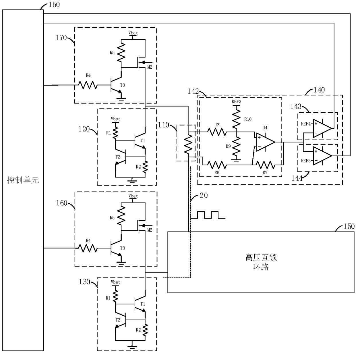 High-voltage interlock detection circuit and automobile